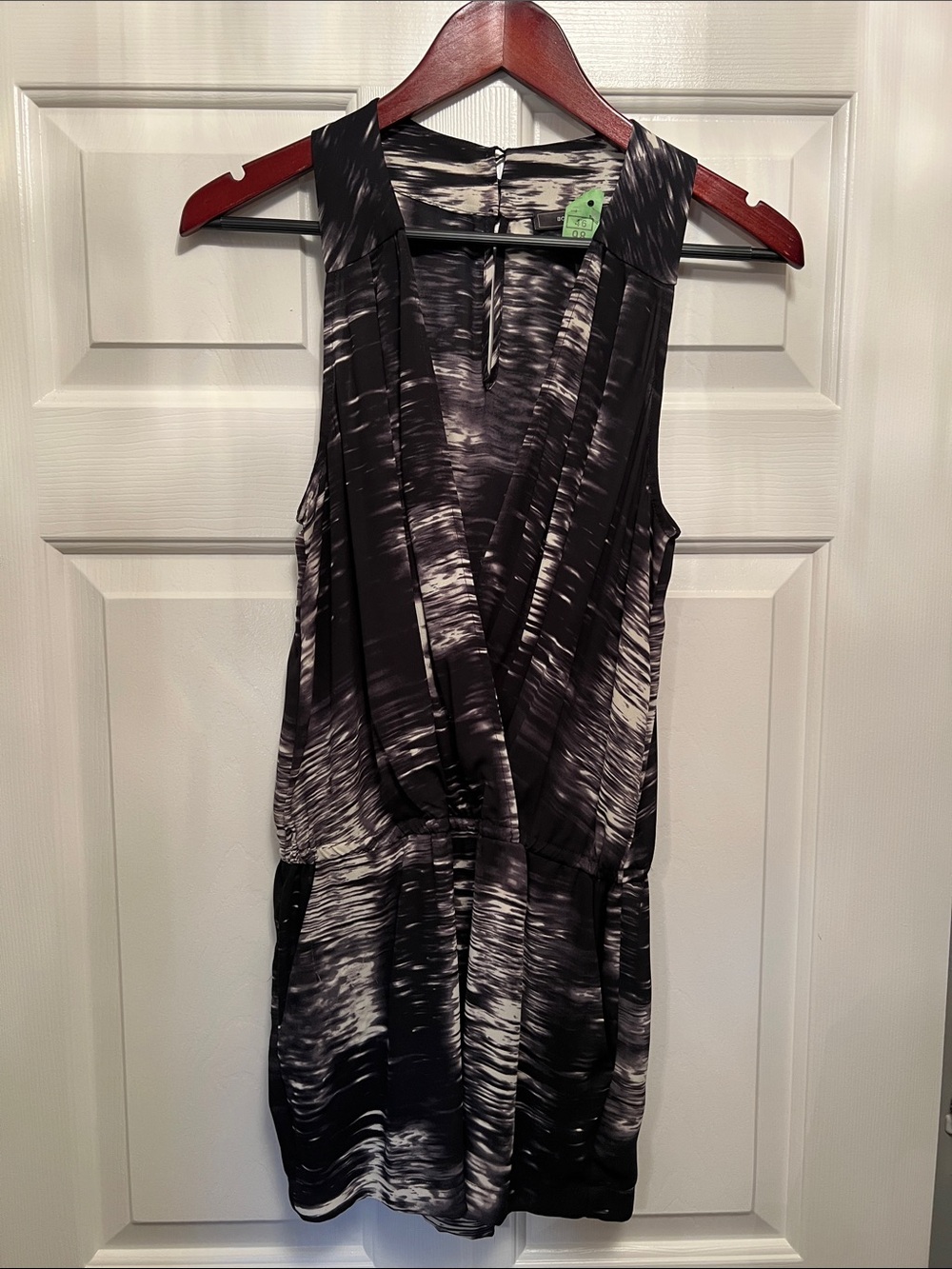 BCBGMaxAzria Black & White Abstract Print Romper